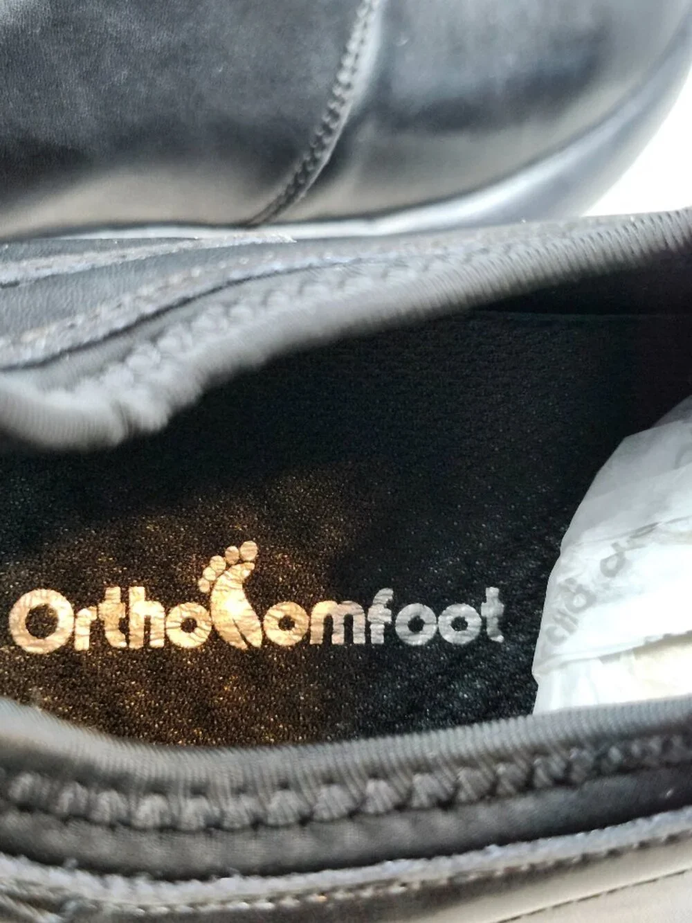 OrthoComfoot Men Size EU43 (US 10) Orthopedic Black Leather Dress Shoes